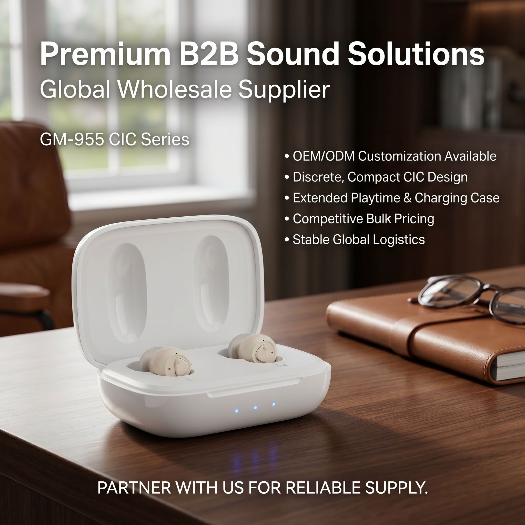 GM-955s CIC hearing aid with charging case for global wholesale and OEM supply projects