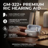 GM-322+ rechargeable RIC hearing aid with charging case and Bluetooth feature for wholesale inquiries