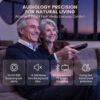 GM-321 hearing aid lifestyle image showing digital sound processing Bluetooth and drying compartment