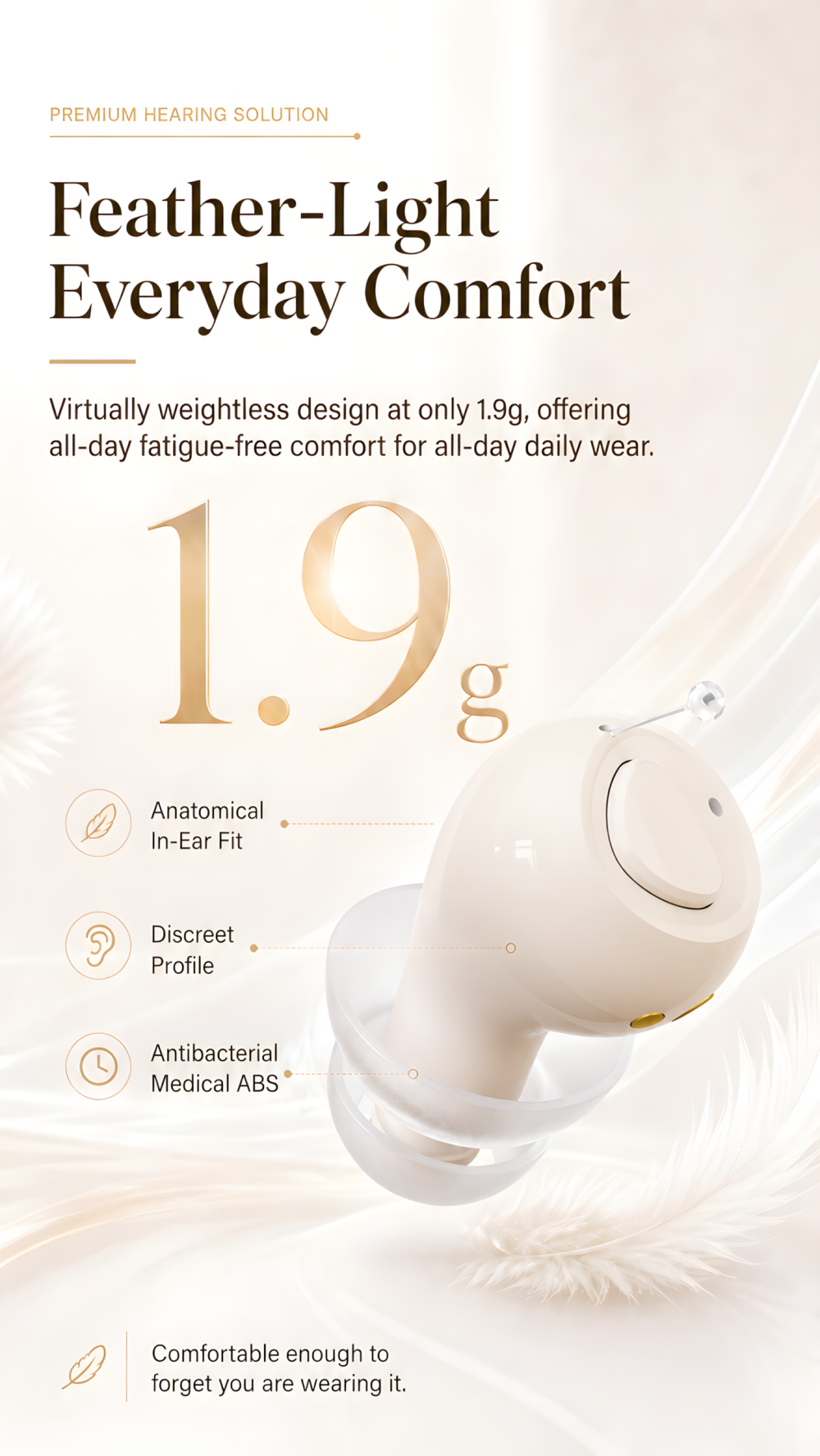 GM-955s CIC hearing aid analog sound processing with speech clarity balanced amplification and feedback control